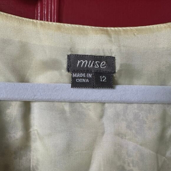 VTG Y2K 2000s Satin Paisley Metallic Midi Dress Sz 12 Fairy Lorelai Gilmore Alt - Picture 5 of 9